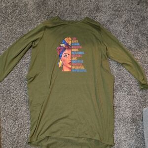 Olive Green Graphic Women's Top